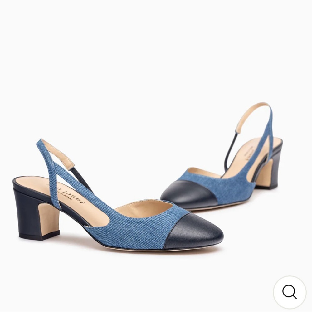 Jon Josef Daniella Navy Blue and Denim Slingback Heels-12
